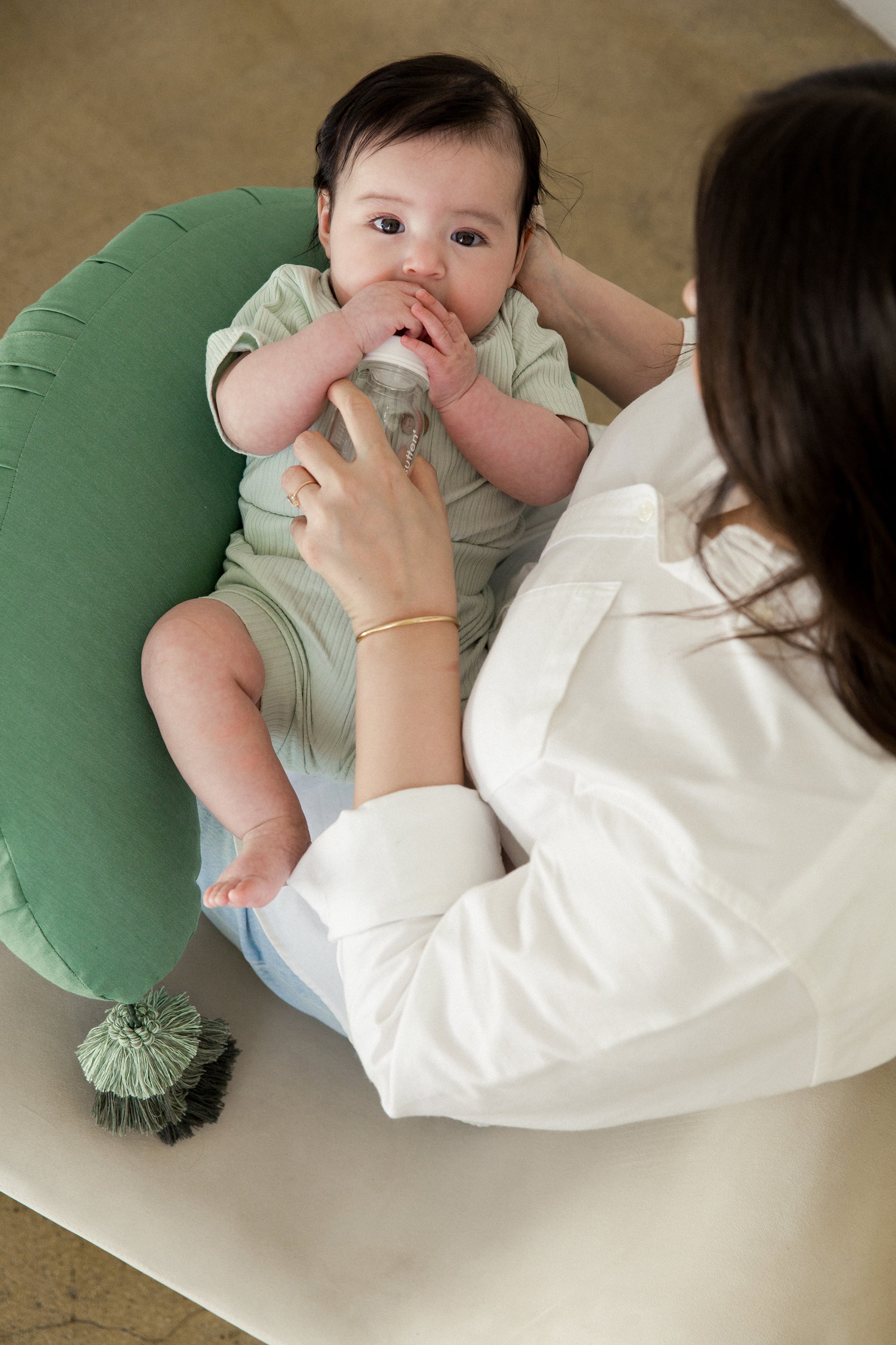 Nursing Pillow  - Emerald Chambray